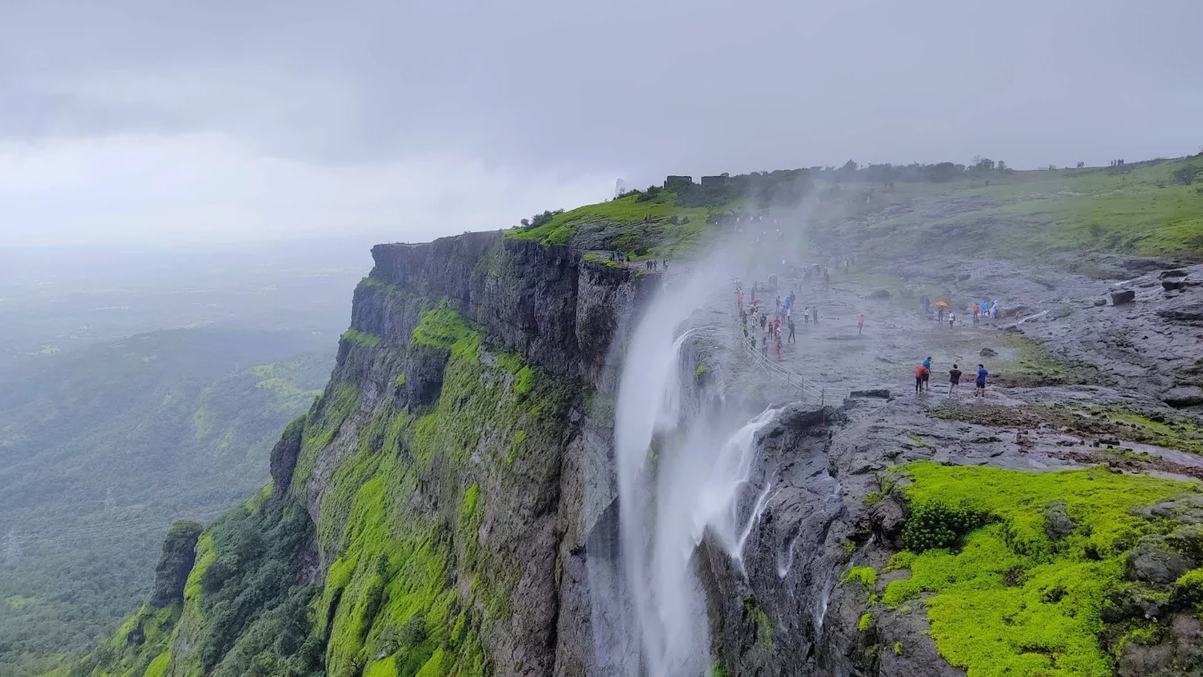 Waterfall in Lonavala during monsoon season in Maharashtra