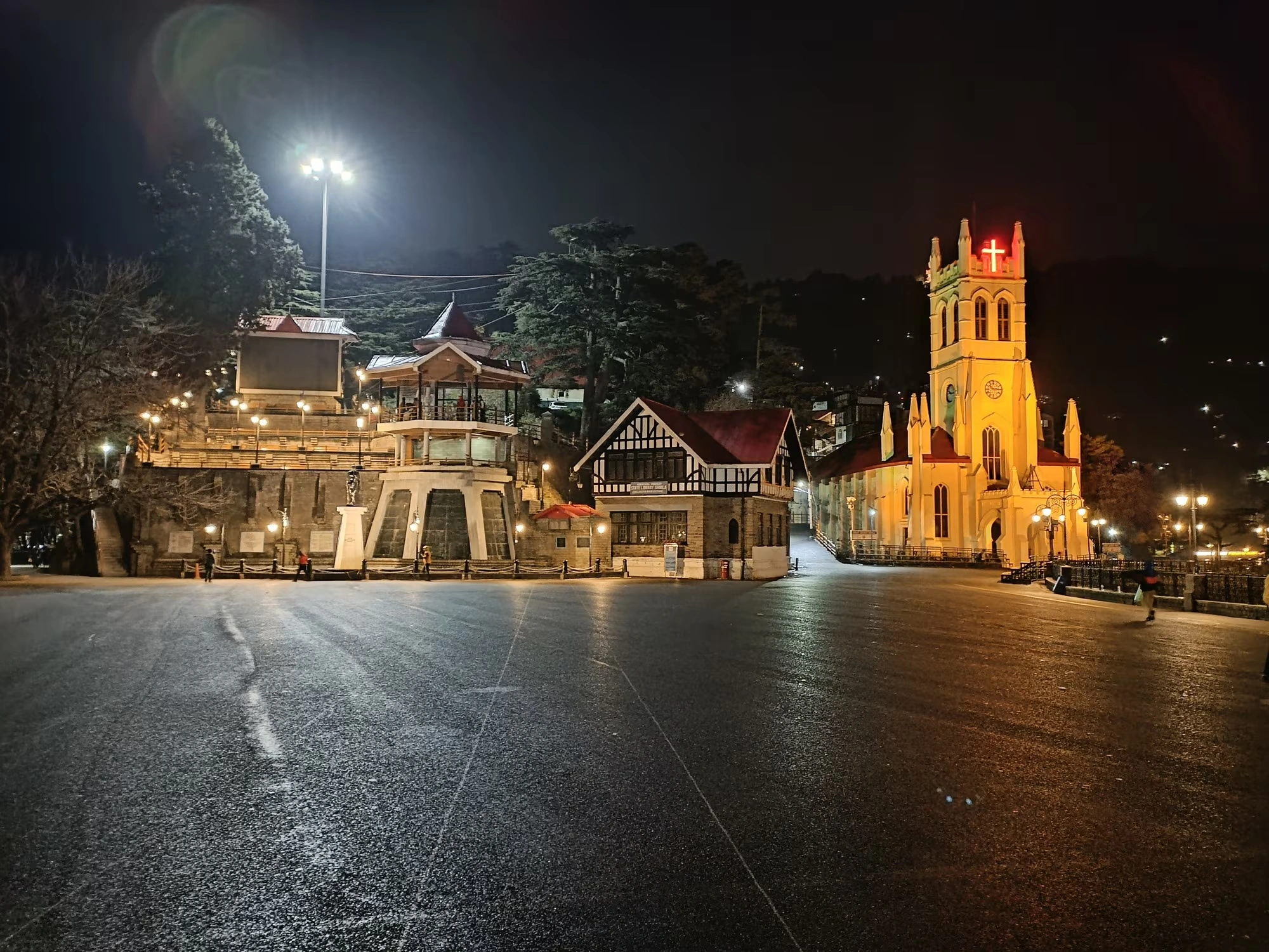 The Ridge and Mall Road in Shimla during evening hours