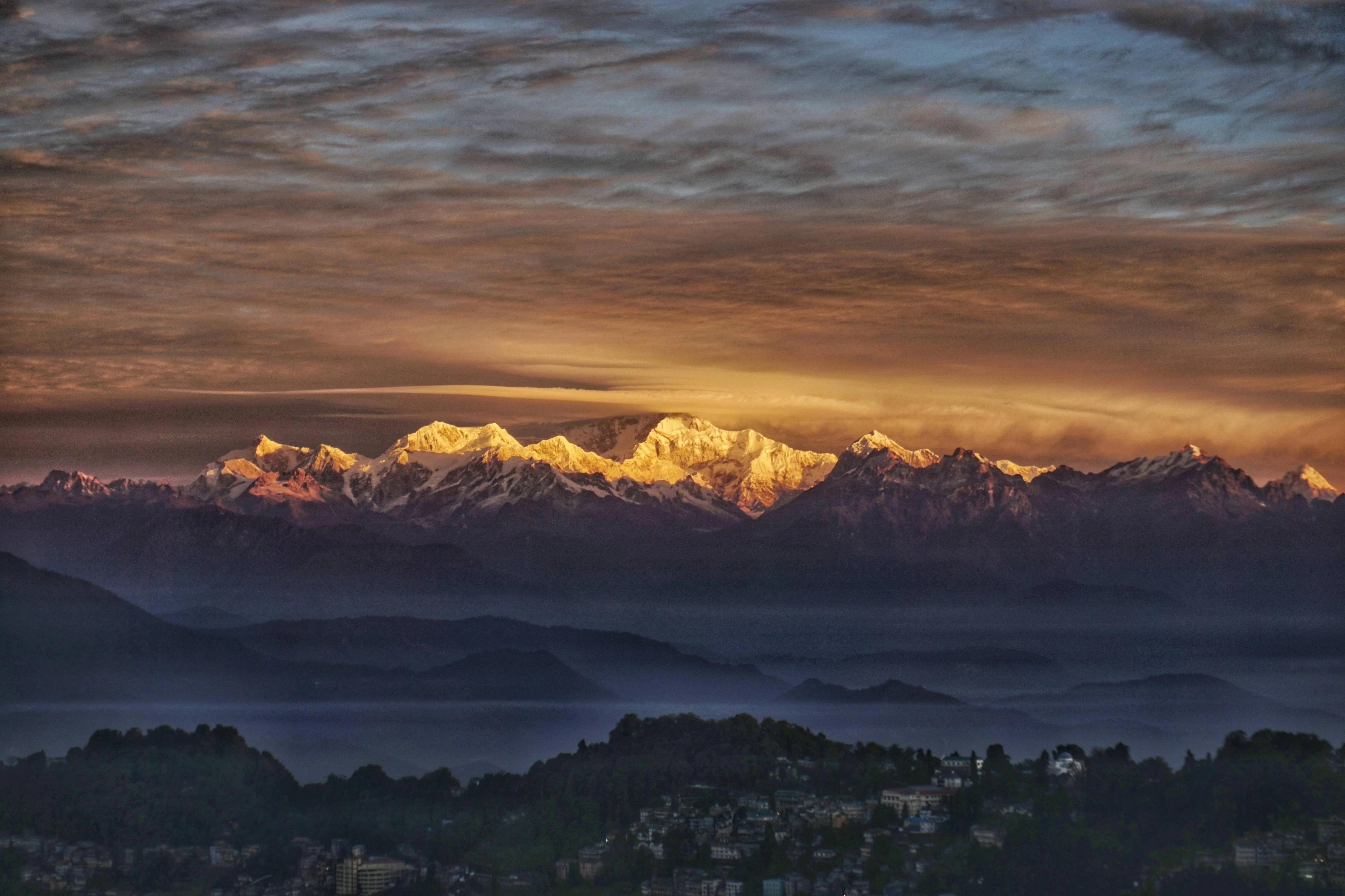 Sunrise view of Kanchenjunga from Tiger Hill in December
