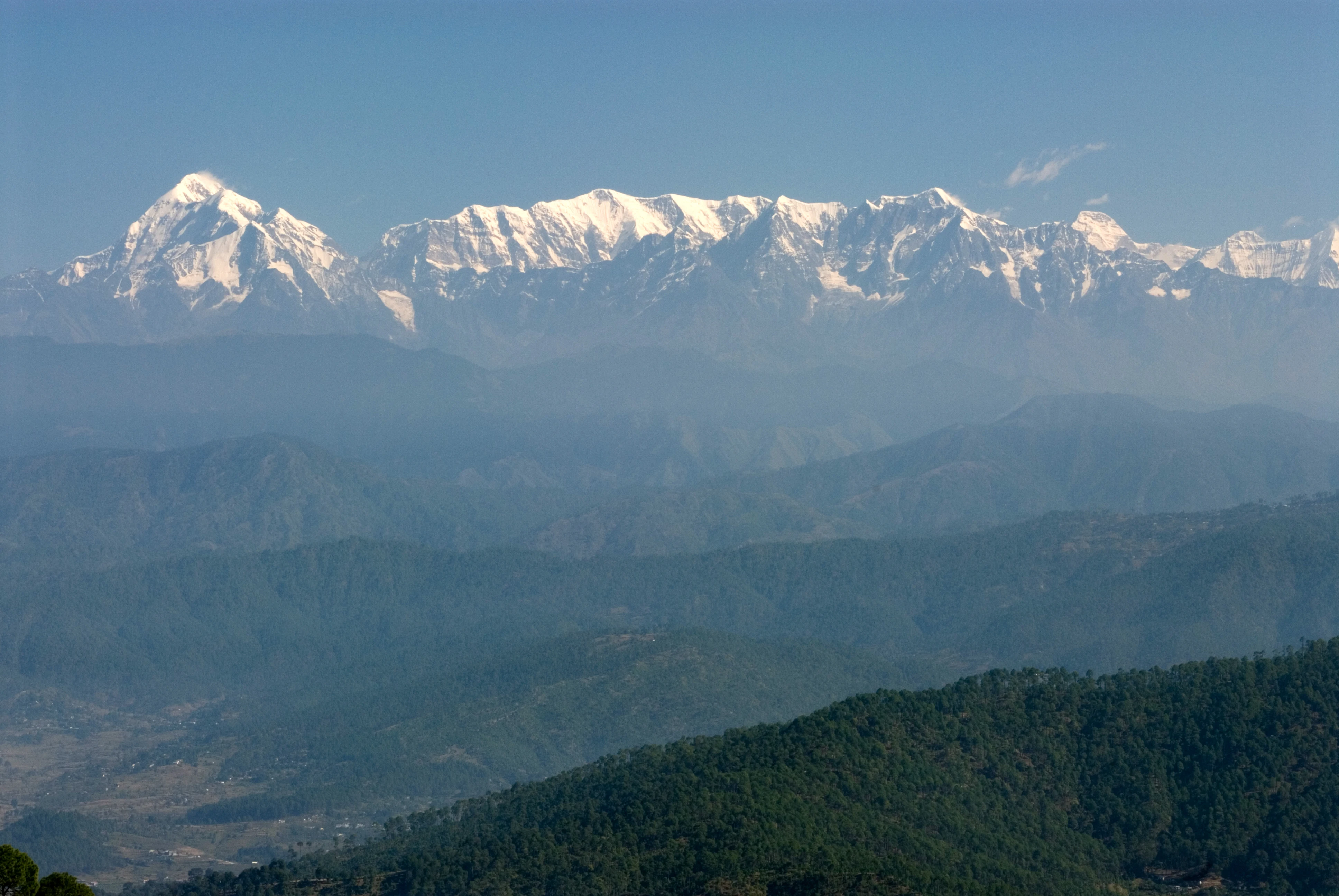 Kausani hill station view of Trishul and Nanda Devi range