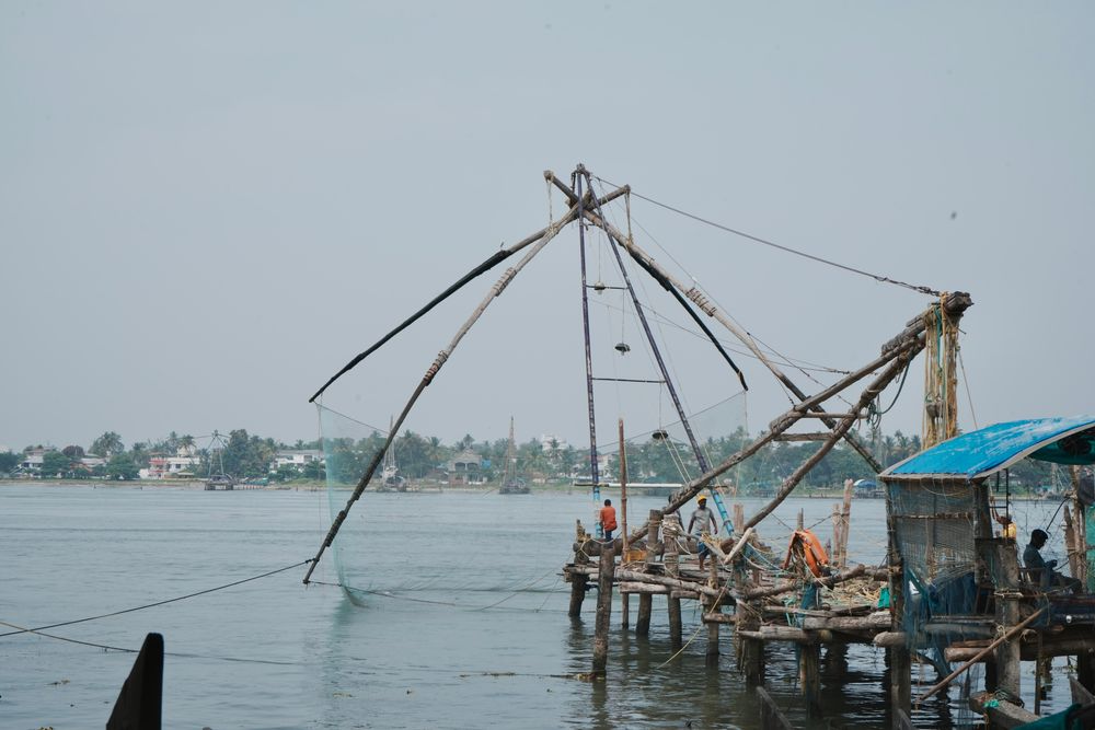 Traditional Chinese fishing nets at Fort Kochi, Kerala