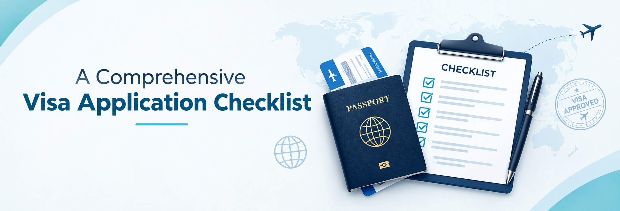 Hands sorting and filing supporting paperwork in preparation for a visa application