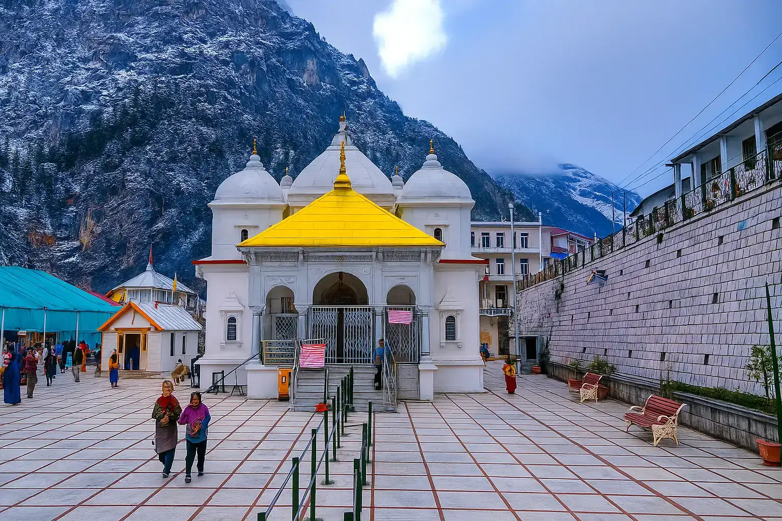 Gangotri Temple nestled in the Himalayan mountains of Uttarakhand