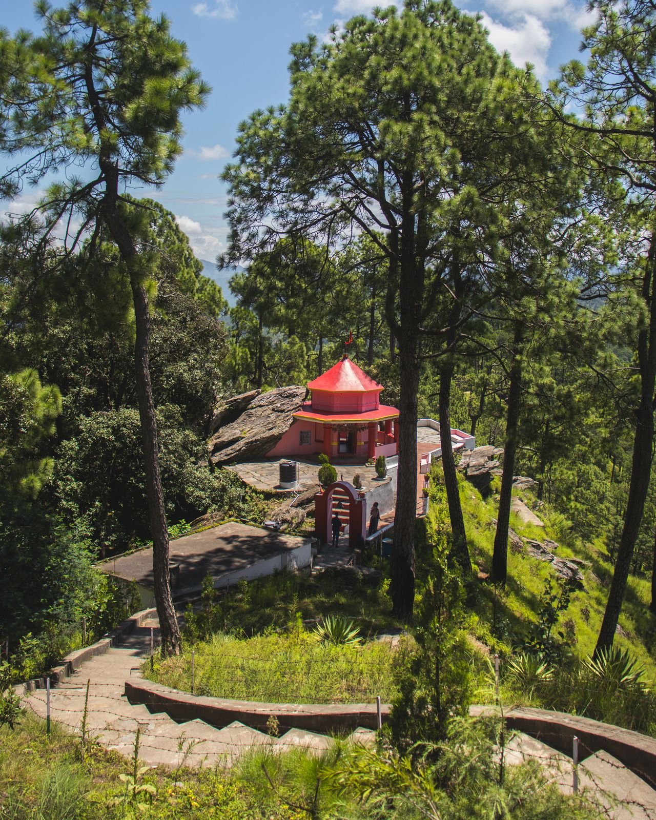 Baijnath Temple in Kausani with Himalayan peaks